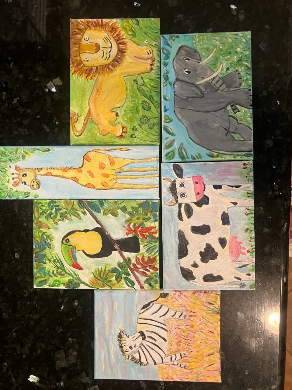 Whimsical Farm & Safari Animal Canvas Set - Colorful Nursery Art